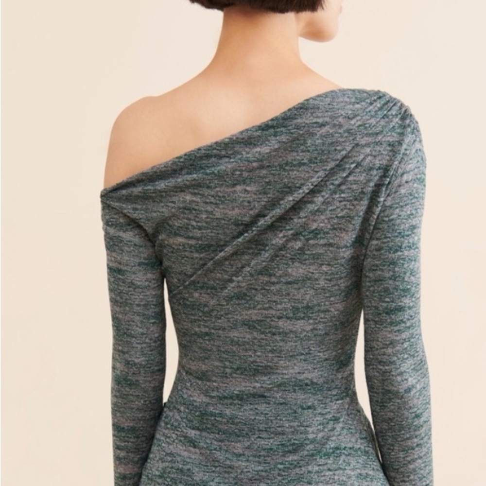 Free People Heathered Gray and Green Knit Top